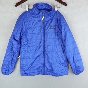 Patagonia Nano Puff Jacket Youth Large 12 Kids Blue Puffer Full Zip Primaloft